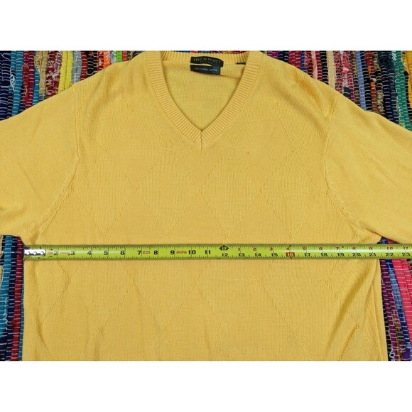 Lyle & Scott Scotland Golf Sweater Pullover Men's M Combed Cotton V-Neck Yellow - Picture 5 of 8